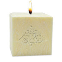 Carved Solutions Eco-Luxury Pure Aromatherapy 4-Inch Palm Wax Damask Pillar Candle in Champagne