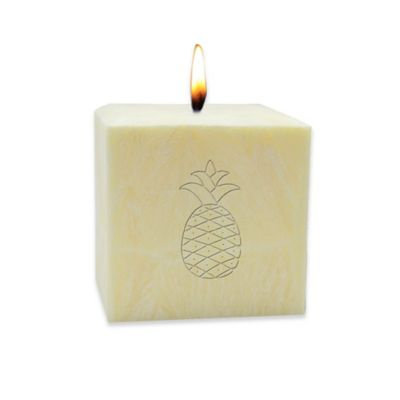 Carved Solutions Eco-Luxury Pure Aromatherapy Palm Wax Pineapple 3-Inch Pillar Candle in Champagne