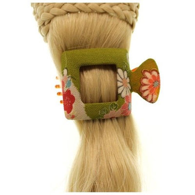 Annie Loto Sudios Jewelry Green Square Large Kimono Clip Hair Accessory Style, 2.25 in. - 345A