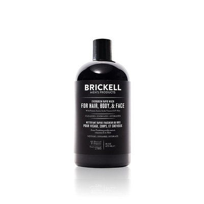 Brickell Men's Rapid Wash - Natural & Organic 3 in 1 Body Wash Gel for Men- Evergreen Scent -16oz