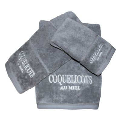 Vintage House Coquelicots Fingertip Towel in Grey