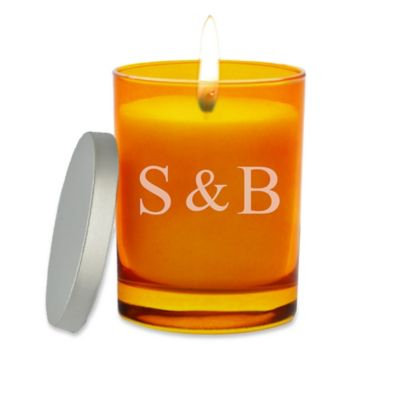 Carved Solutions Gem Collection Unscented Ampersand Initals Topaz Soy Wax Glass Candle