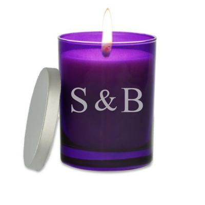 Carved Solutions Gem Collection Unscented Ampersand Initals Amethyst Soy Wax Glass Jar Candle