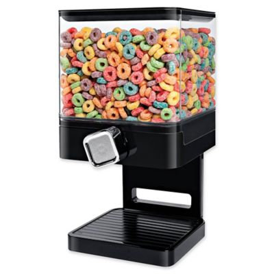 Single Compact Cereal Dispenser in Black with chrome knob
