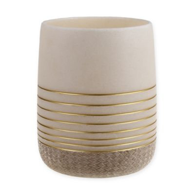 Golden Pineapple Wastebasket in Ivory