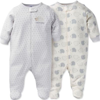 Gerber® 2-Pack Size 3M Hedgehog Footie in White