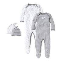 Burt's Bees Baby® Size 6M Grey & Bee 2-Pack Footie Pajama with Hat in Grey