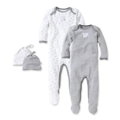Burt's Bees Baby® Size 6M Grey & Bee 2-Pack Footie Pajama with Hat in Grey