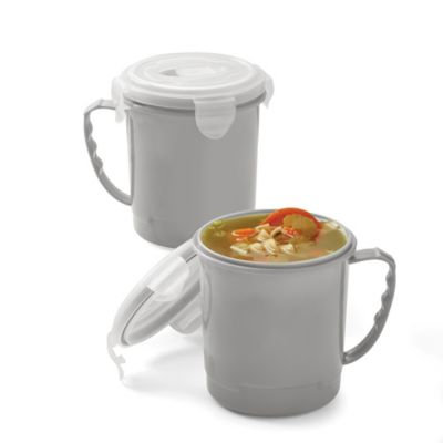 Microwave Soup Mugs in Grey (Set of 2)