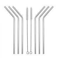 Metal Stainless Steel Straws for 20 Oz Tumbler with Cleaning 2 Brushes, Set of 6