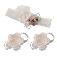 Lillian Rose™ 3-Piece Baby Headband and Barefoot Sandals Set in Ivory