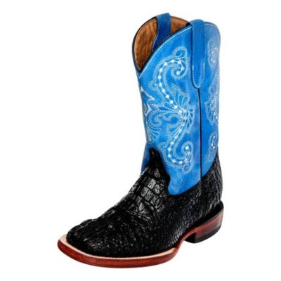 Ferrini Western Boots Boys Kids Crocodile Print Black Blue 70493-13