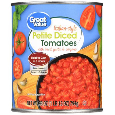 Great Value Italian-Style Petite Diced Tomatoes, 28 oz