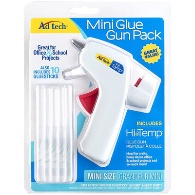 High-Temp Mini Glue Gun Pack-White Gun/Red Trigger W/10 Mini Sticks