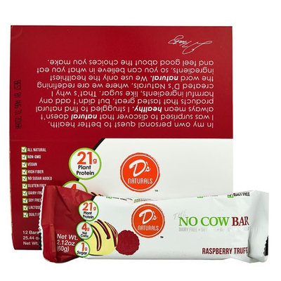Ds D's Naturals The No Cow Bar Raspberry Truffle - 12 Bars pack of 3