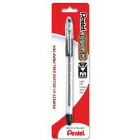 Pentel of America, Ltd. Ballpoint Pen, Medium Point, Black Ink/Clear Barrel