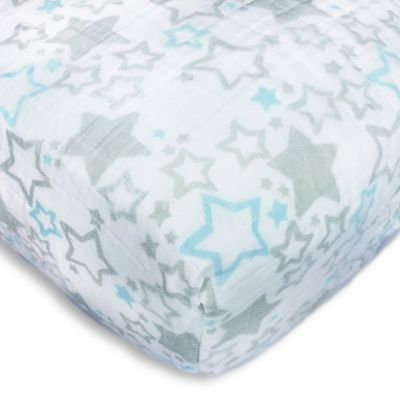 SwaddleDesigns Fitted Crib Sheet - Blue Shimmer