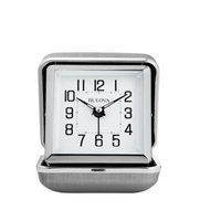 Bulova Traveler Clam Shell Travel Clock in Silver