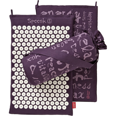 Spoonk Hemp Acupressure Massage Mat with Carrying Bag, Plum Purple