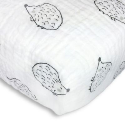 Swaddle Designs® Hedgehog Muslin Fitted Crib Sheet Black/White
