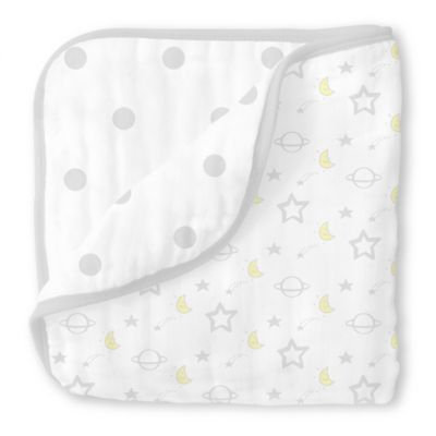 Swaddle Designs® Goodnight Muslin Luxe Blanket in Silver/White