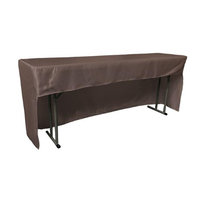 LA Linen TCbridal-OB-fit-96x18x30-CharcoalB34 Open Back Fitted Bridal Satin Classroom Tablecloth Charcoal - 96 x 18 x 30 in.