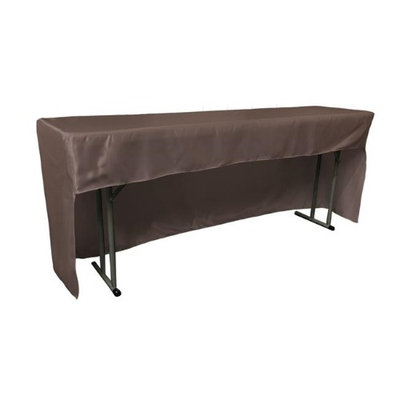 LA Linen TCbridal-OB-fit-96x18x30-CharcoalB34 Open Back Fitted Bridal Satin Classroom Tablecloth Charcoal - 96 x 18 x 30 in.