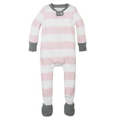 Burt's Bees Baby® Size 3-6M Rugby Stripe Organic Cotton Footed Pajama in Pink