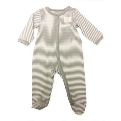 Sterling Baby Newborn Striped Little Peanut Footie in Grey
