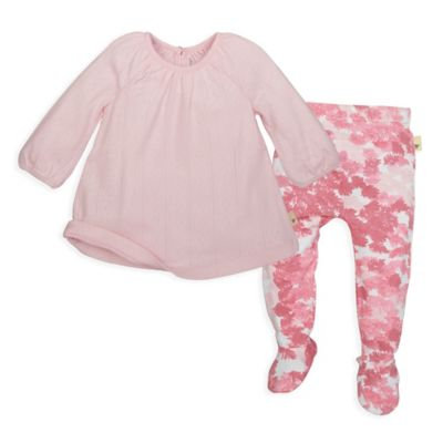 Burt's Bees Baby® Size 9M 2-Piece Organic Cotton Pointelle Dress and Footed Pant Set in Pink