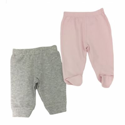 Sterling Baby Size 9M 2-Pack Open/Footed Pant in Grey/Pink