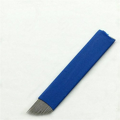 50 PCS 18-Pin Blue Permanent Makeup Manual Eyebrow Tattoo Needles Blade For 3D Embroidery Microblading Tattoo Pen Machine