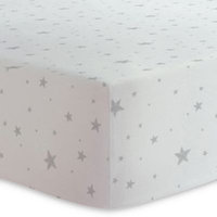 Kushies® Scribble Stars Cotton Flannel Fitted Crib Sheet in Grey/White