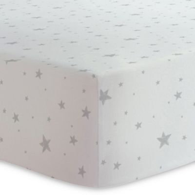 Kushies® Scribble Stars Cotton Flannel Fitted Crib Sheet in Grey/White