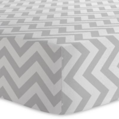 Kushies® Chevron Cotton Flannel Fitted Crib Sheet in Grey