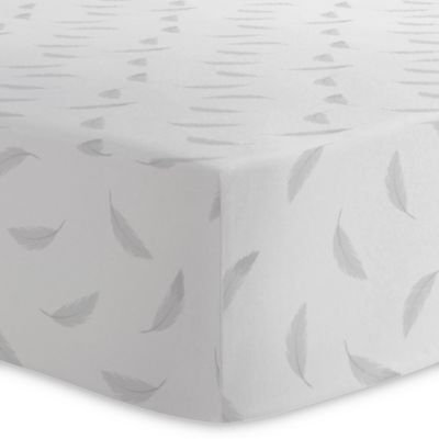 Kushies® Feathers Cotton Flannel Fitted Crib Sheet in Grey