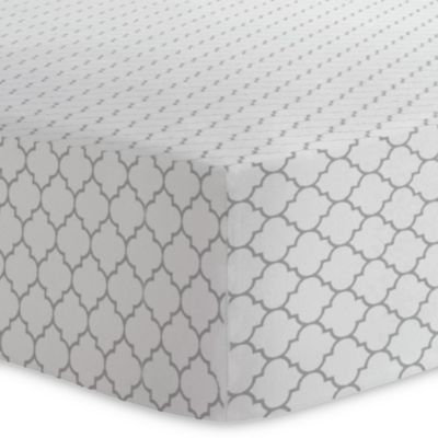 Kushies® Ornament Cotton Flannel Fitted Crib Sheet in Grey