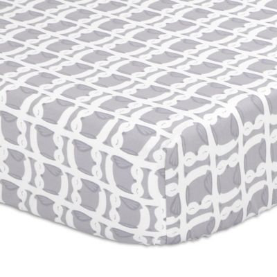 The Peanut Shell® Owl Fitted Crib Sheet in Grey
