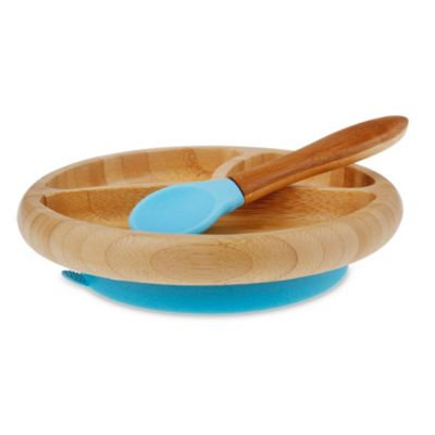 Avanchy Baby Toddler Bamboo Spill Proof Stay Put Suction Divided Plates. Bye Bye Plastic. BPA Fee Eco-Frie