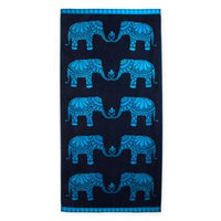 Elephant Jacquard Oversized Beach Towel in Blue