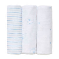 Little Me® 3-Pack Puppy/Star Muslin Swaddle Blankets in Blue