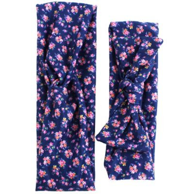 Tiny Treasures Navy Floral Mommy and Me Headband Set