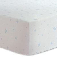 Kushies® Scribble Stars Cotton Flannel Fitted Bassinet Sheet in Blue