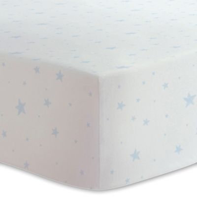 Kushies® Scribble Stars Cotton Flannel Fitted Bassinet Sheet in Blue