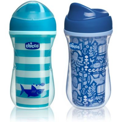 Chicco® NaturalFit® 2-Pack 9 oz. Insulated Rim-Spout 9 oz. Trainer Cup in Teal/Blue