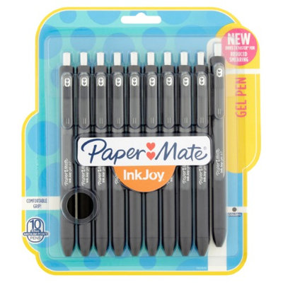 Paper-mate Paper Mate(R) InkJoy(R) Gel Pens, Medium Point, 0.7mm, Black Barrel, Black Ink, Pack Of 10
