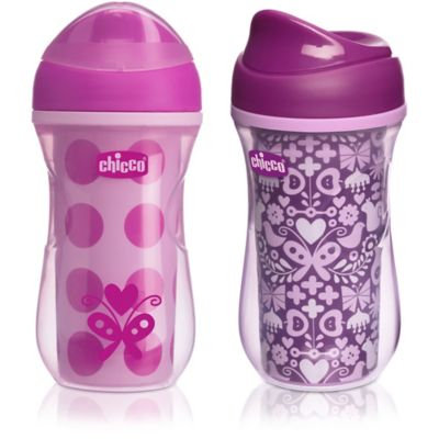 Chicco® NaturalFit® 2-Pack 9 oz. Insulated Rim-Spout Trainer Cups in Pink/Purple