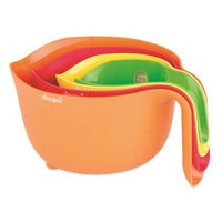 Allrecipes 4-Piece Nested Prep Essentials Set - Mix, Measure and Strain, Multi-Color