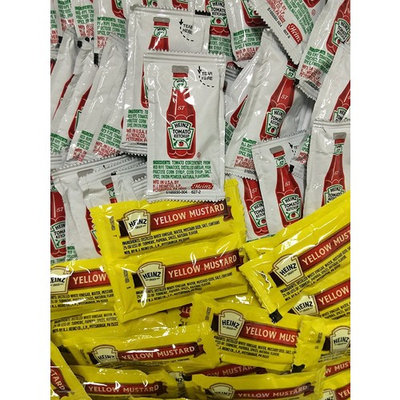 Heinz Condiment Packets Ketchup and Mustard, 200 Total (100 Each Flavor)