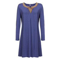 Elegant Women Casual Plus Sizes Long Sleeve Elbow Patch Loose Short T-Shirt Dress